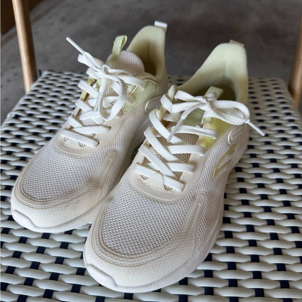 White and Cream Athletic Sneakers